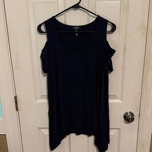 Jones New York Navy Cold Shoulder Blouse